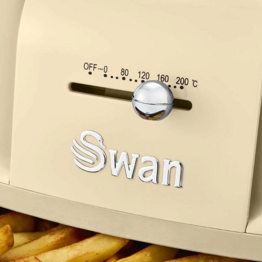 Swan SD10510CN Cream Retro Manual 6L Air Fryer 1800W