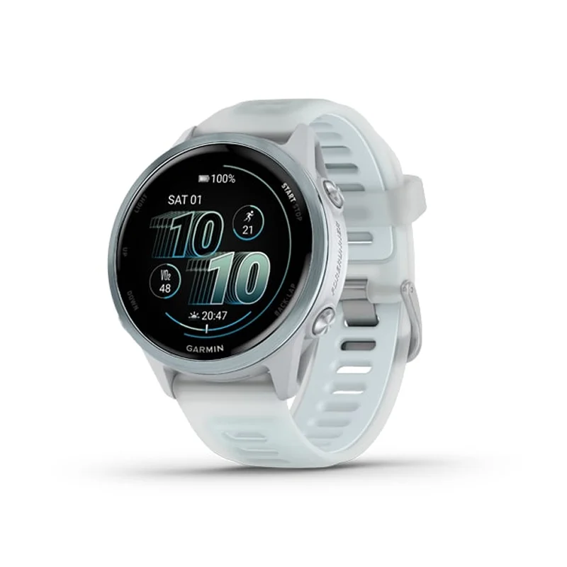 Garmin Forerunner 570 AMOLED GPS Koşu Saati - 42mm - Beyaz/Bulut Mavisi