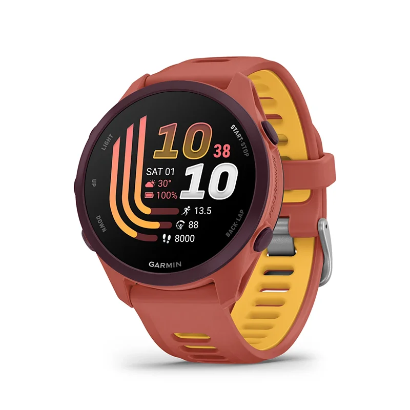 Garmin Forerunner 170 Music AMOLED GPS Koşu Saati - Kırmızı Pembe/Mango Kayışlı