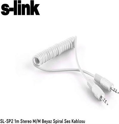 S-link SL-SP2 1m Stereo M/M Beyaz Spiral Ses Kablo