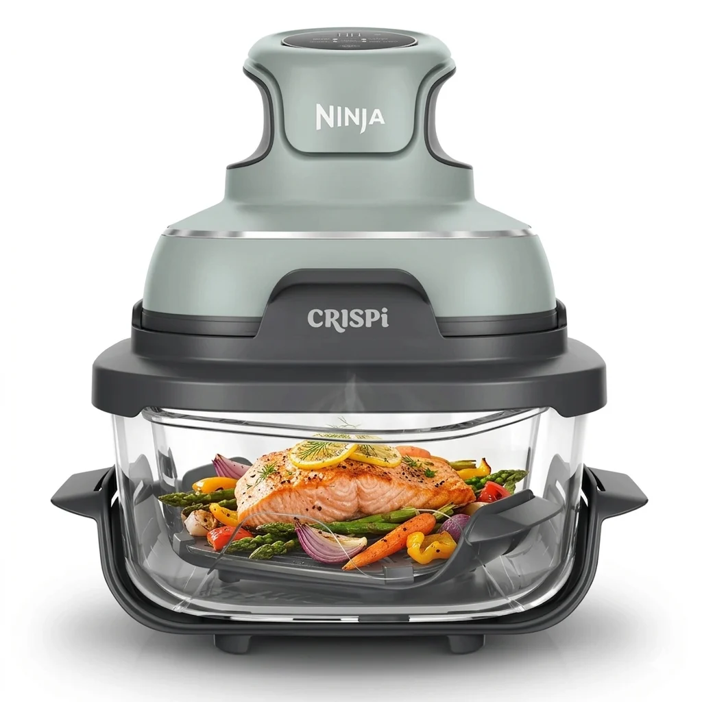 Ninja CRISPi 4-in-1 Akıllı Air Fryer - 4 Fonksiyonlu Cam Hazneli Hava Fritözü - Gümüş Gri