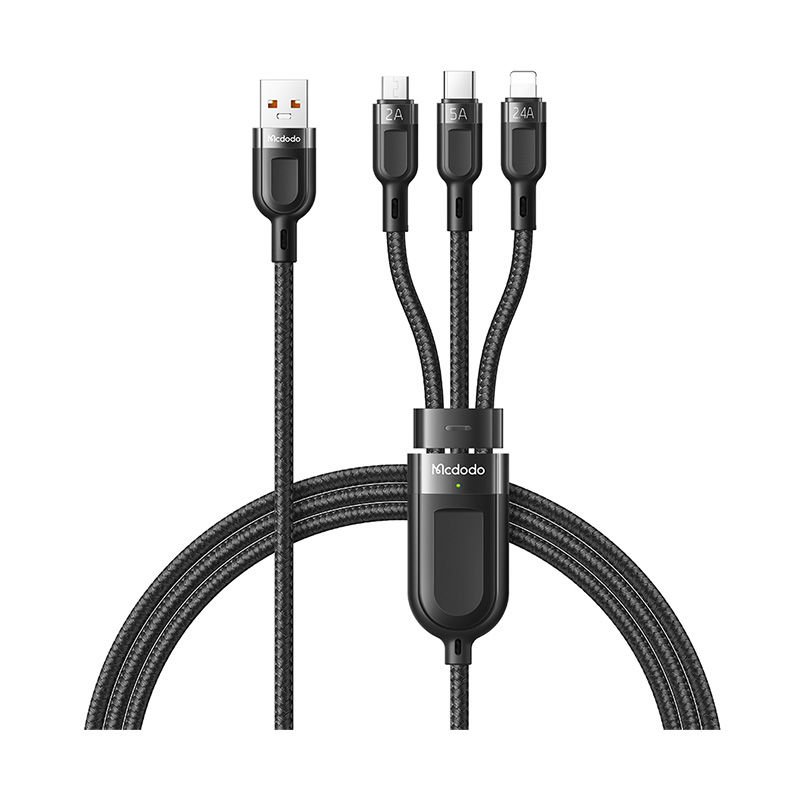 McDodo 3 in 1 USB-A to Type-C - Lightning - Micro USB Data - Hızlı Şarj Kablosu 1.2M