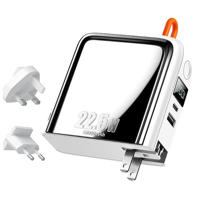 McDodo 22.5W 15000 mAh Lightning + Type-C Kablolu PowerBank - CH-1172 White
