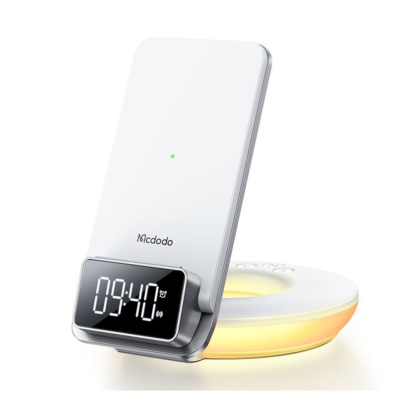 McDodo CH-1610 - Masa Başı Kablosuz Şarj Standı + Alarm + Gece Işığı