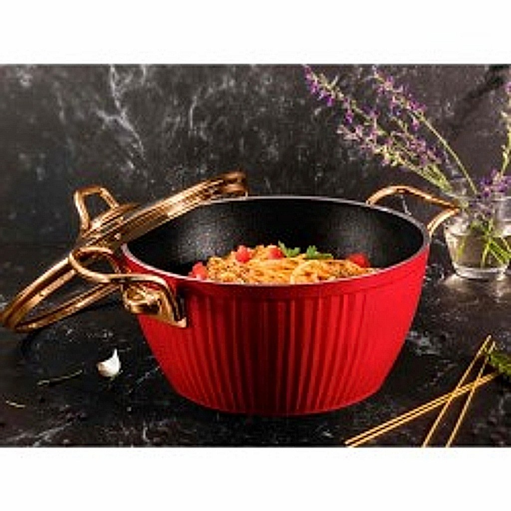 Lines Maya 20cm Derin Granit Tencere Altın Kulp