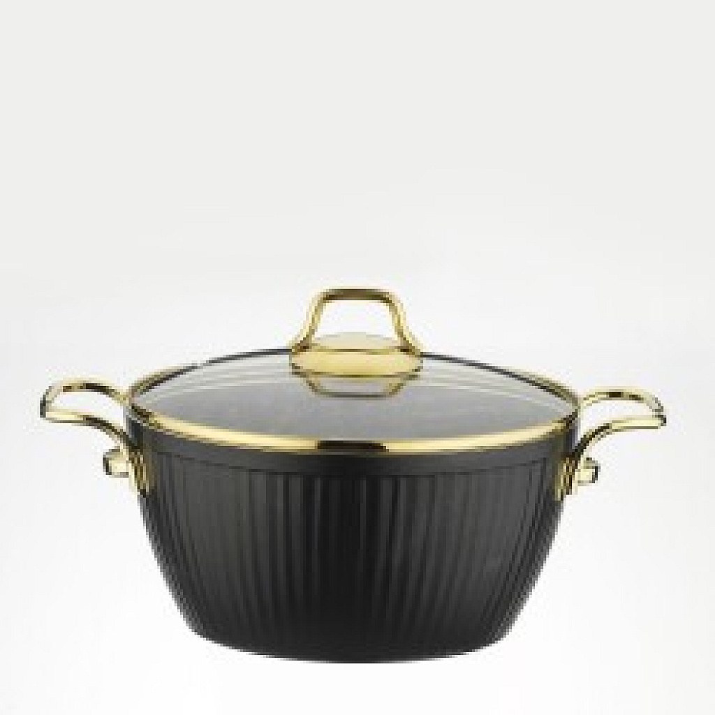 Lines Maya 28cm Derin Granit Tencere Altın Kulp
