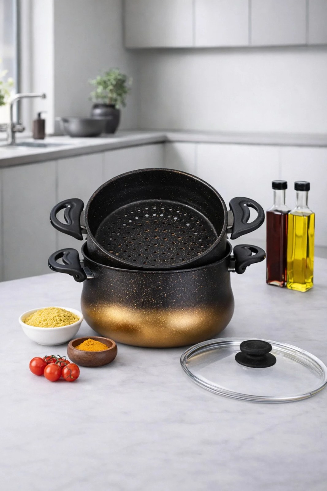 Lines 20cm Kuskus Granit Tencere Seti