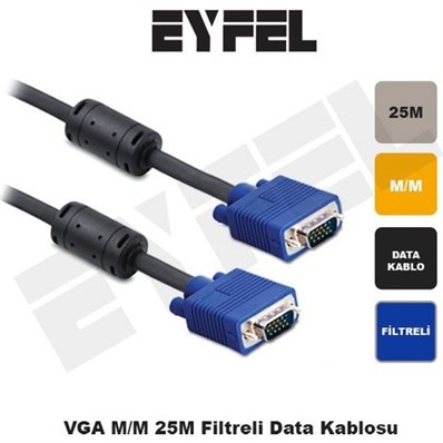 Eyfel VGA125 VGA M/M 25m Data Kablosu