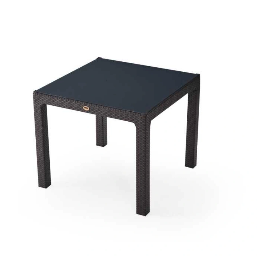 Heniver 90x90 Camlı Masa Kahve-Gri
