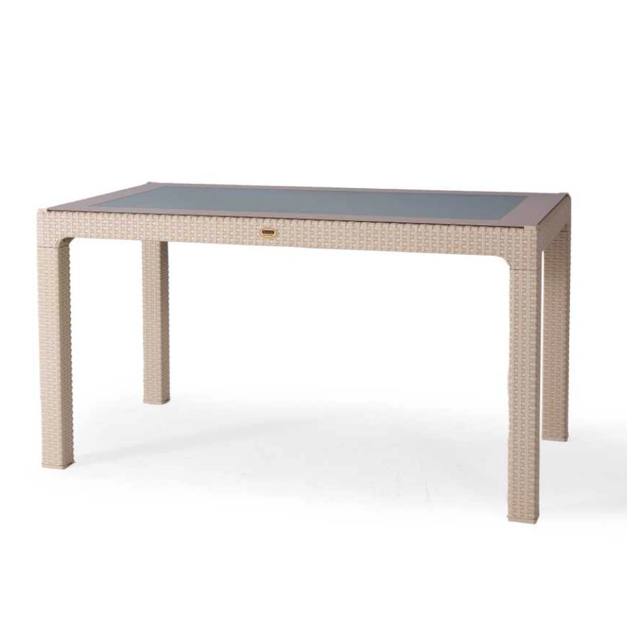 Heniver 90x150 Camlı Masa Kahve-Gri