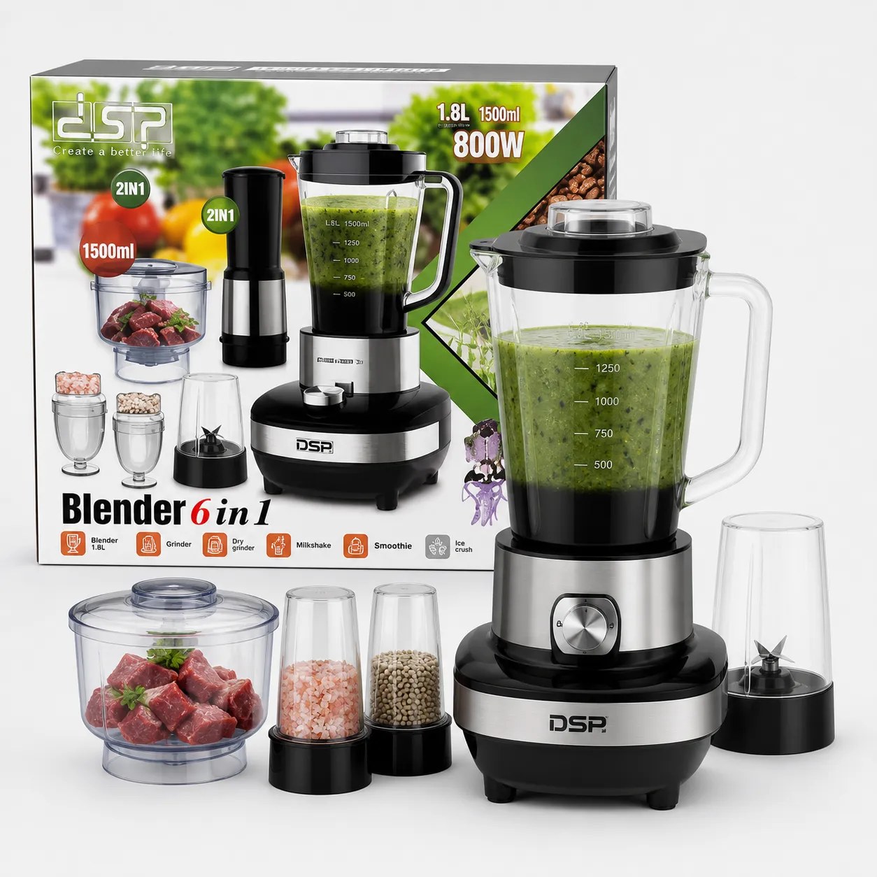 DSP KJ2177U El Blender Seti 6'sı 1 Arada 800 W