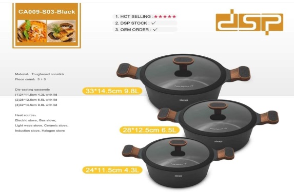 DSP CA009-SO3B Döküm Granit Tencere Seti 24-28-32 cm