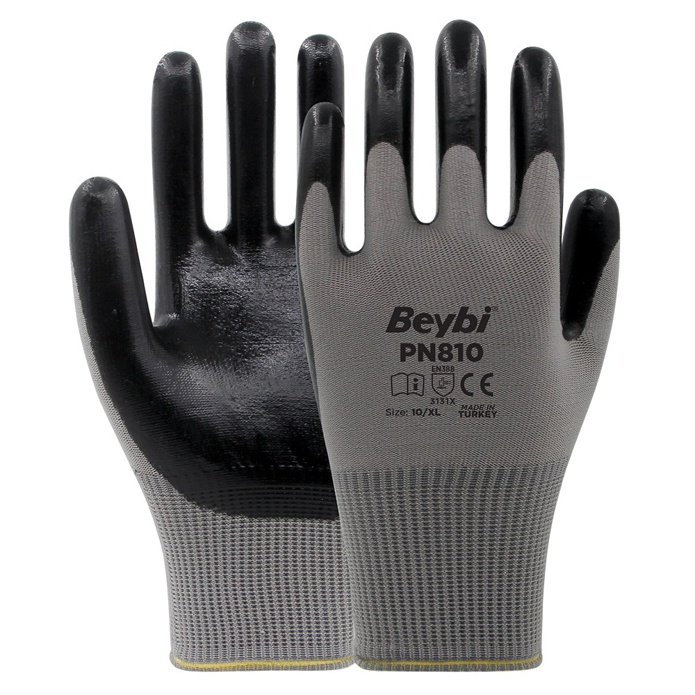 Beybi Eldiven Polyester Örme Pm810 Gri-Siyah