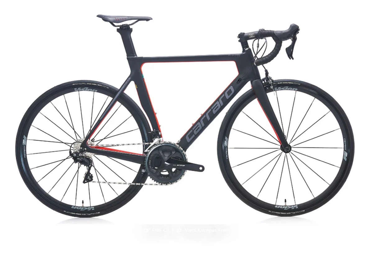 Carraro 28" Fire C1.1 Shimano 105 Mat Siyah-Antrasit-Kırmızı R3