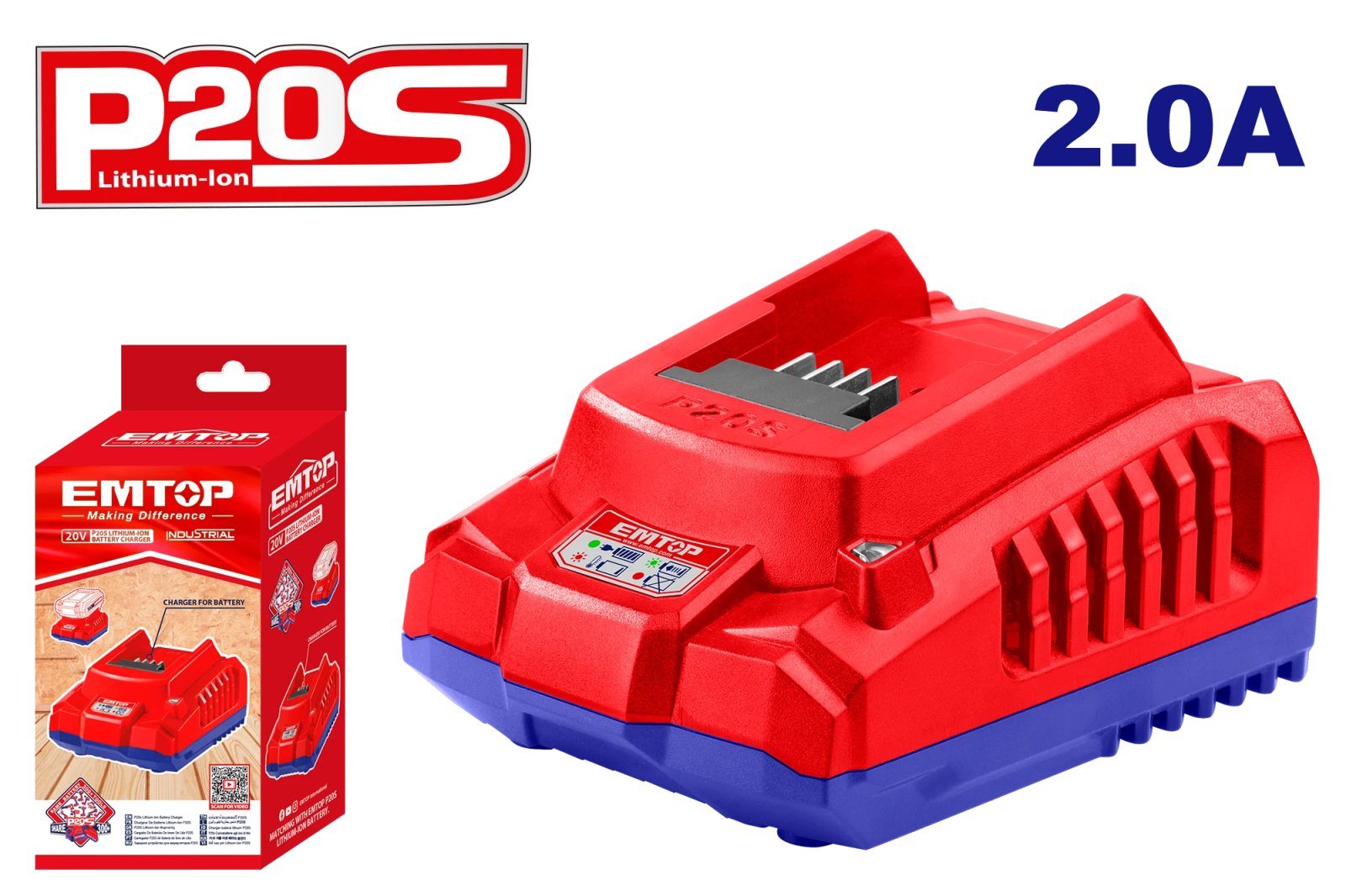 Emtop Şarjer Li-Ion 20V 2 Ah Icin