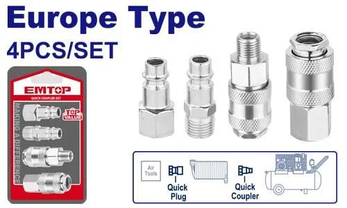 Emtop Kompresör Hava Bağlantı Parçaları 4'lü Set