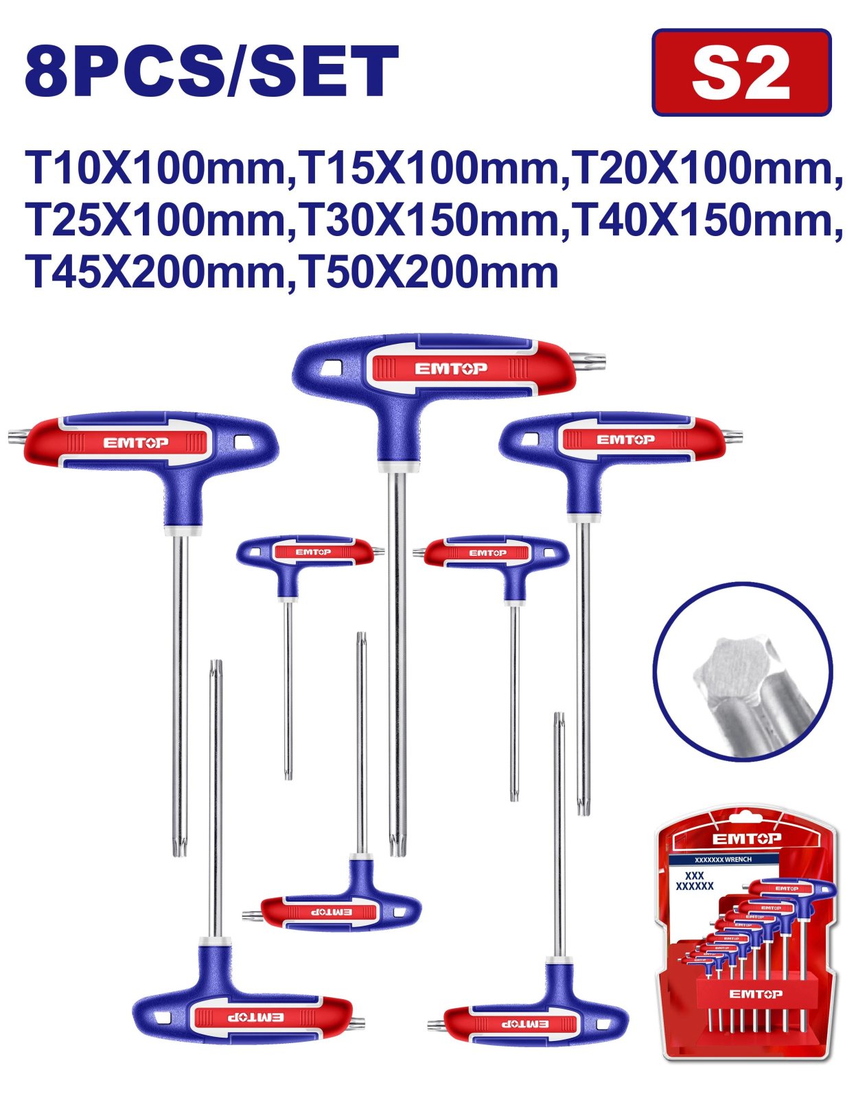 Emtop Tornavida(T) Set 8 Parca Torx Ortasi Delik