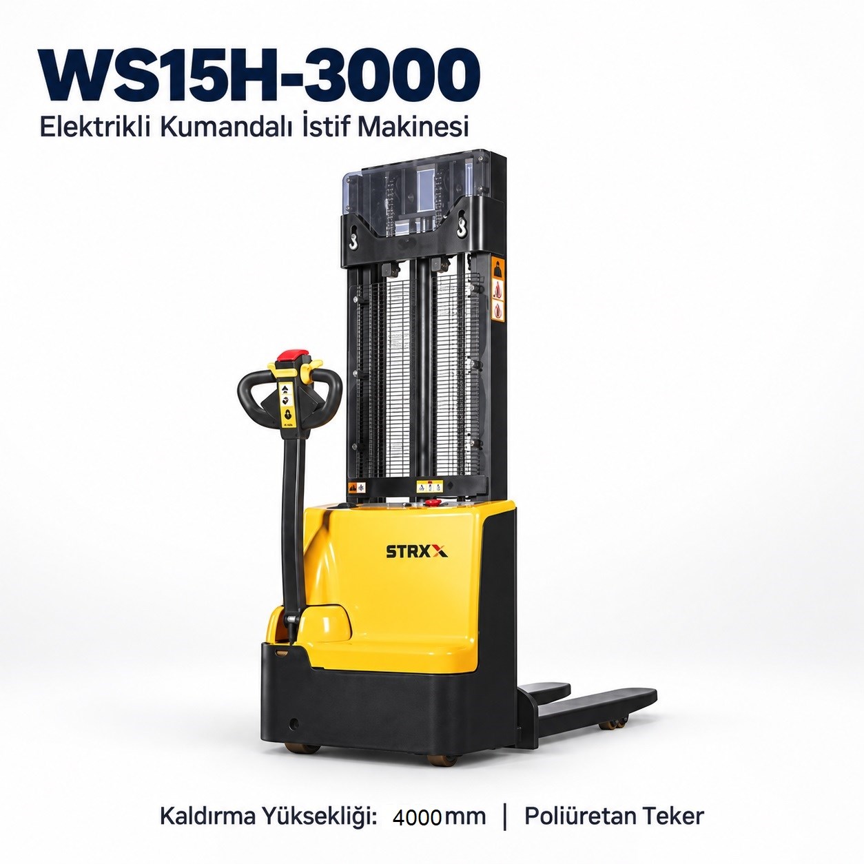 İstif Makinesi Elektrikli Kumandalı Yükseklik:4MT Uzatma:4,37MT