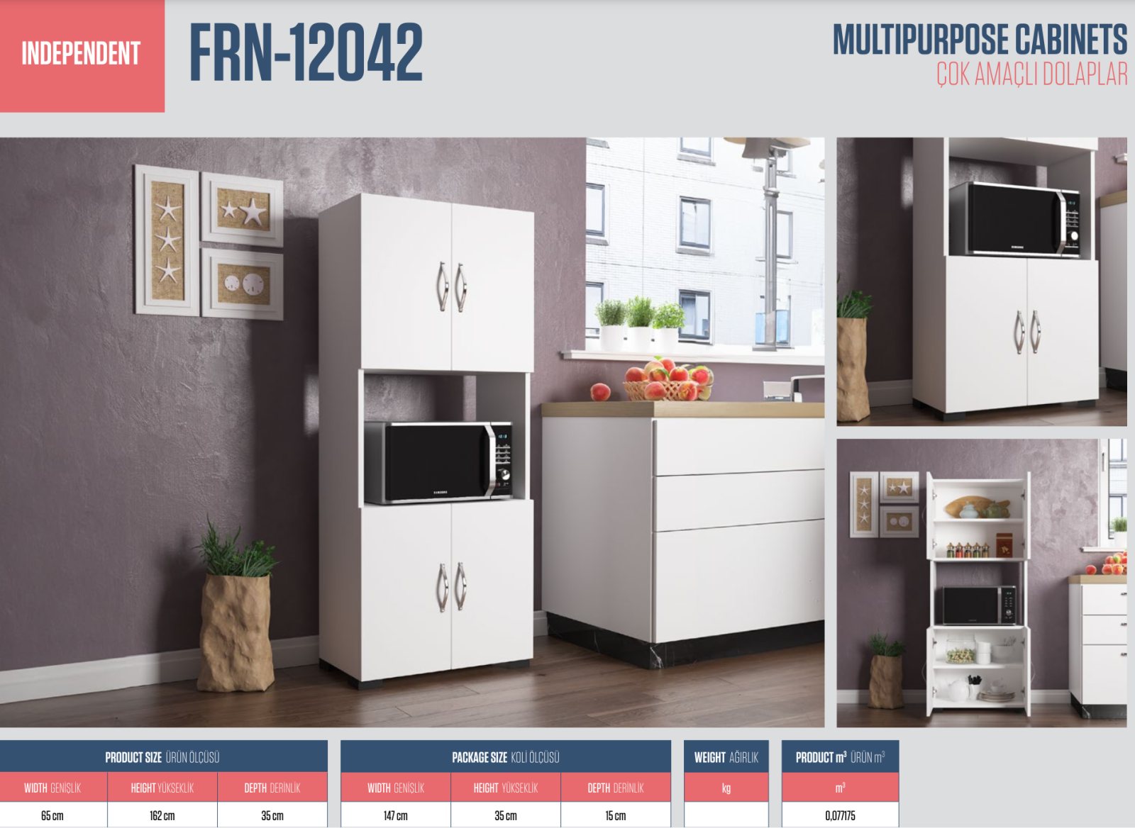 Independent Çok Amaçlı Dolap Beyaz 65CMx162CMx35CM