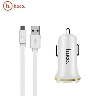 Hoco Araç Şarjı + Micro USB Kablo Beyaz