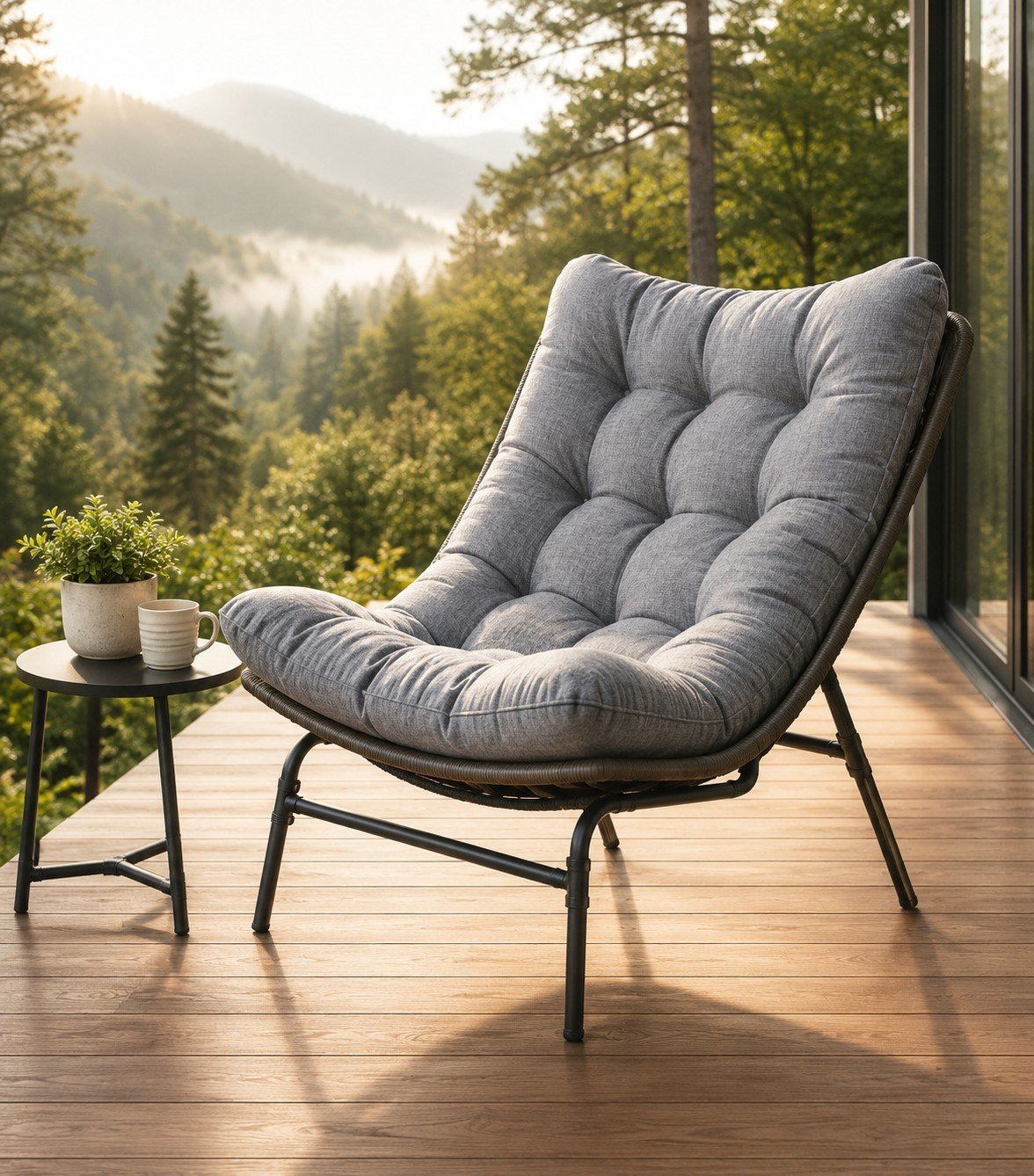 Lounge Sandalye 1 Kişi Çelik Gövde/Pe Rattan/Demonte