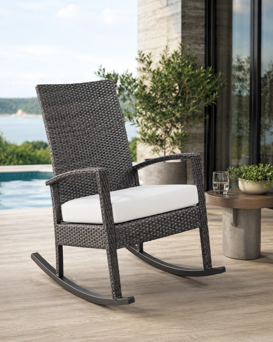 Lounge Sallanan Sandalye 1 Kişi Minder/Alüminyum Gövde/Pe Rattan Örgü Detay