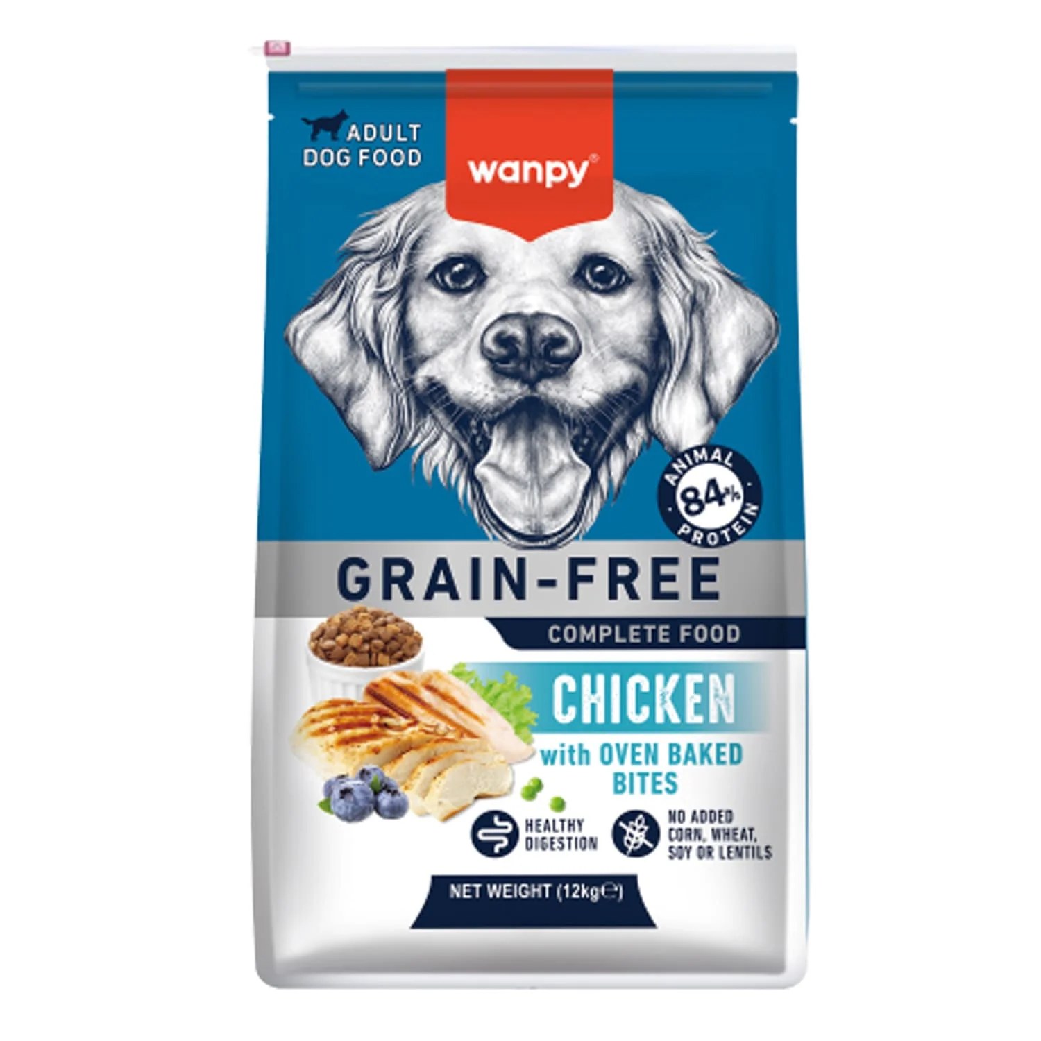 Wanpy Grain Free Complete Food для взрослых собак, курица, 1,5 кг