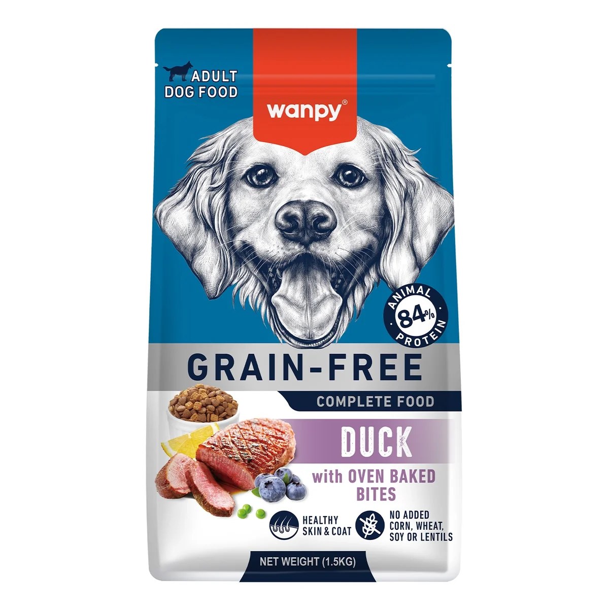 Wanpy Grain Free Complete Food для взрослых собак, Duck Recipe, 1,5 кг