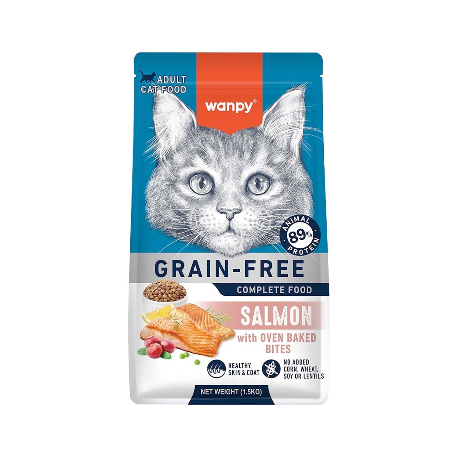 Wanpy Grain Free Complete Food Adult Cat Food Salmon 1.5 kg