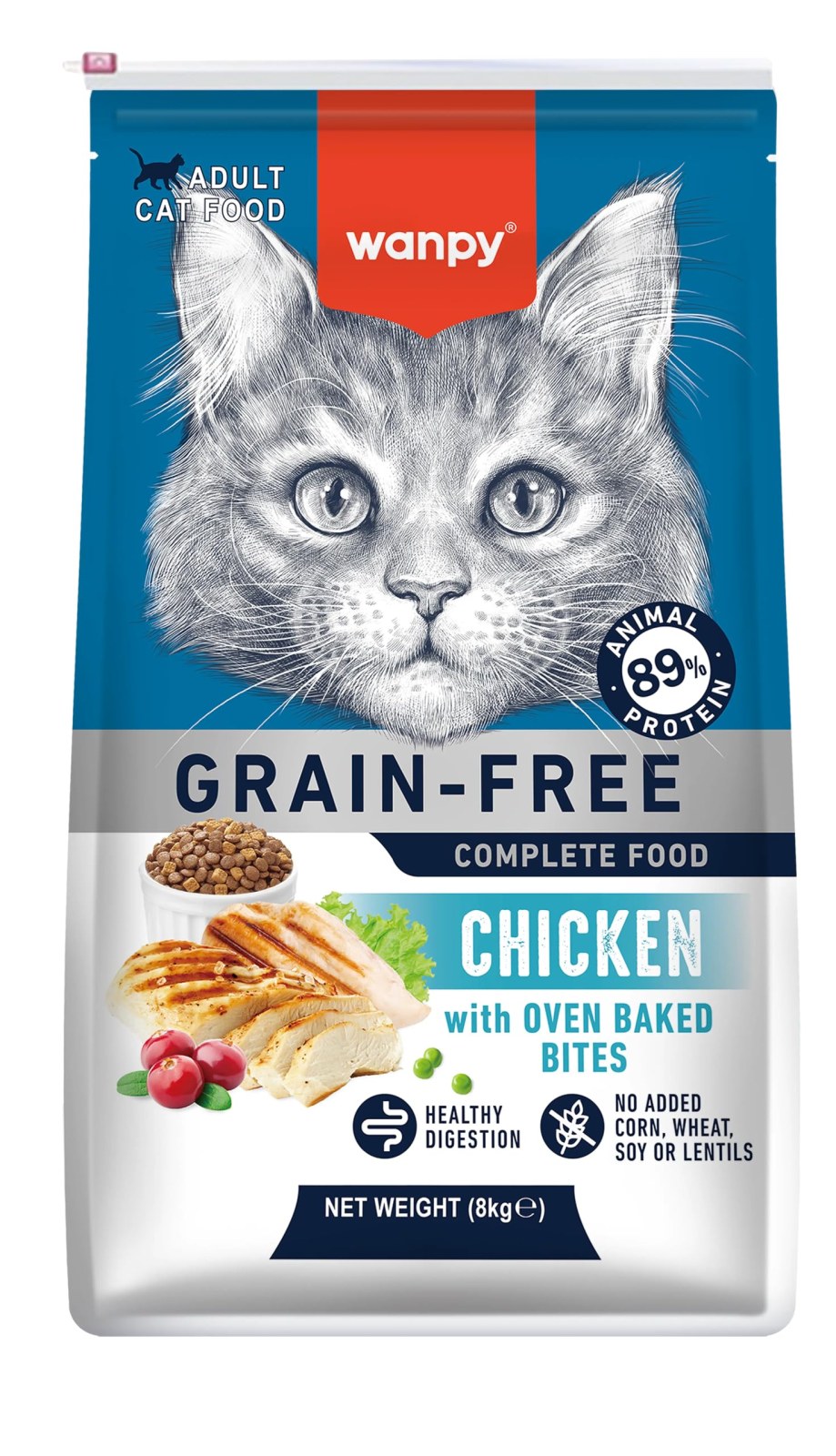 Wanpy Grain Free Complete Food Adult Cat Chicken Recipe 8 kg