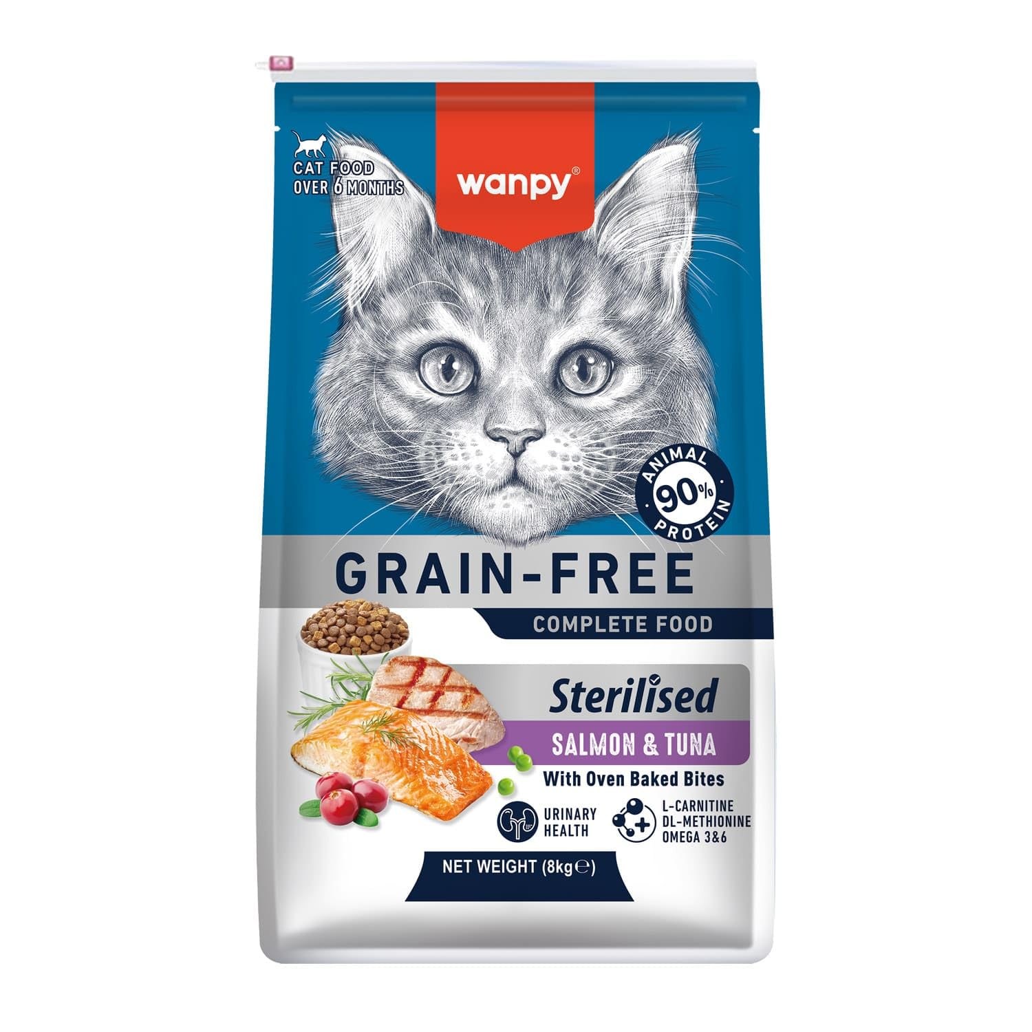 Wanpy Grain Free Sterilized Cat Food Salmon & Tuna 8 kg