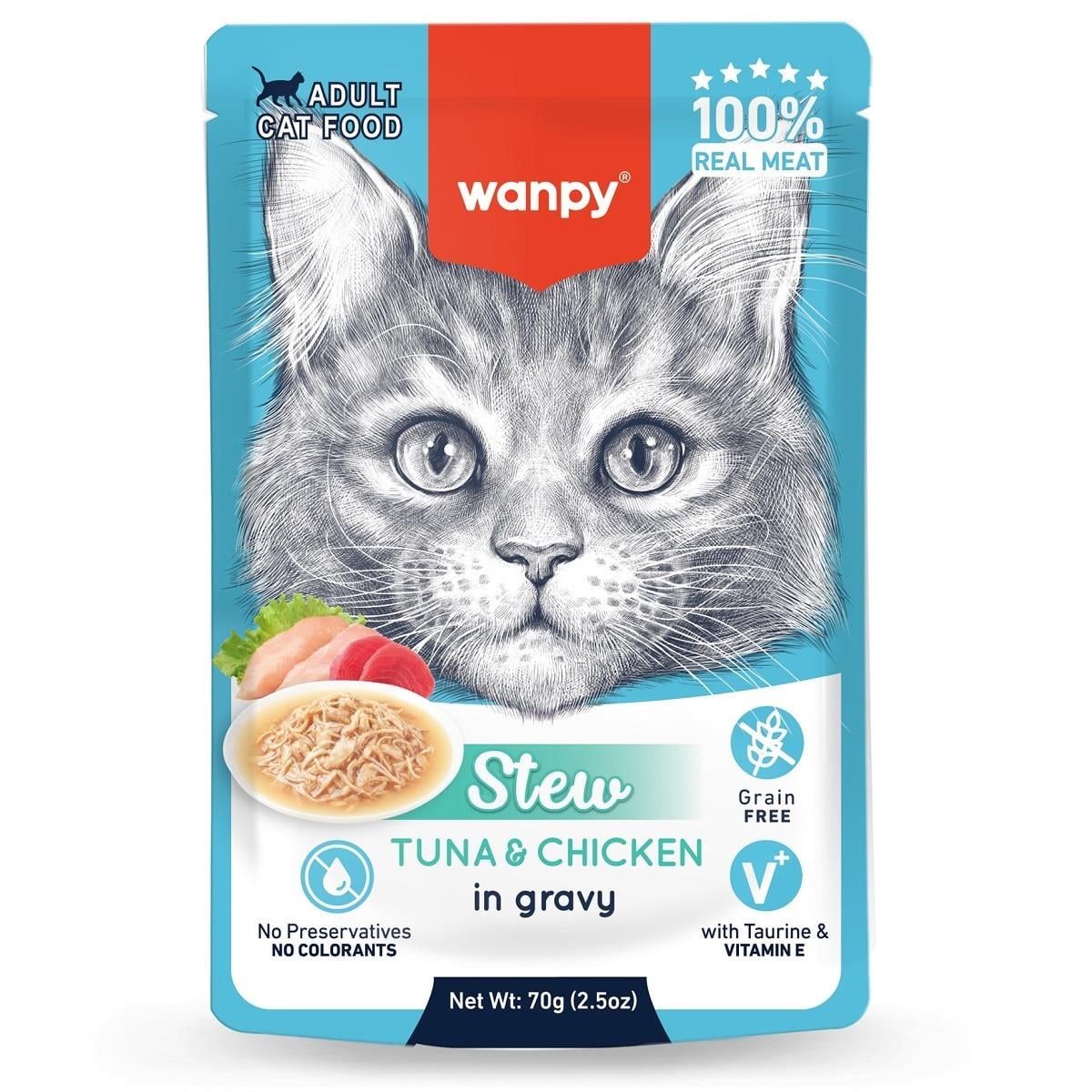 Wanpy Stew Series Retort Pouch Tuna & Chicken for Cat 70gr
