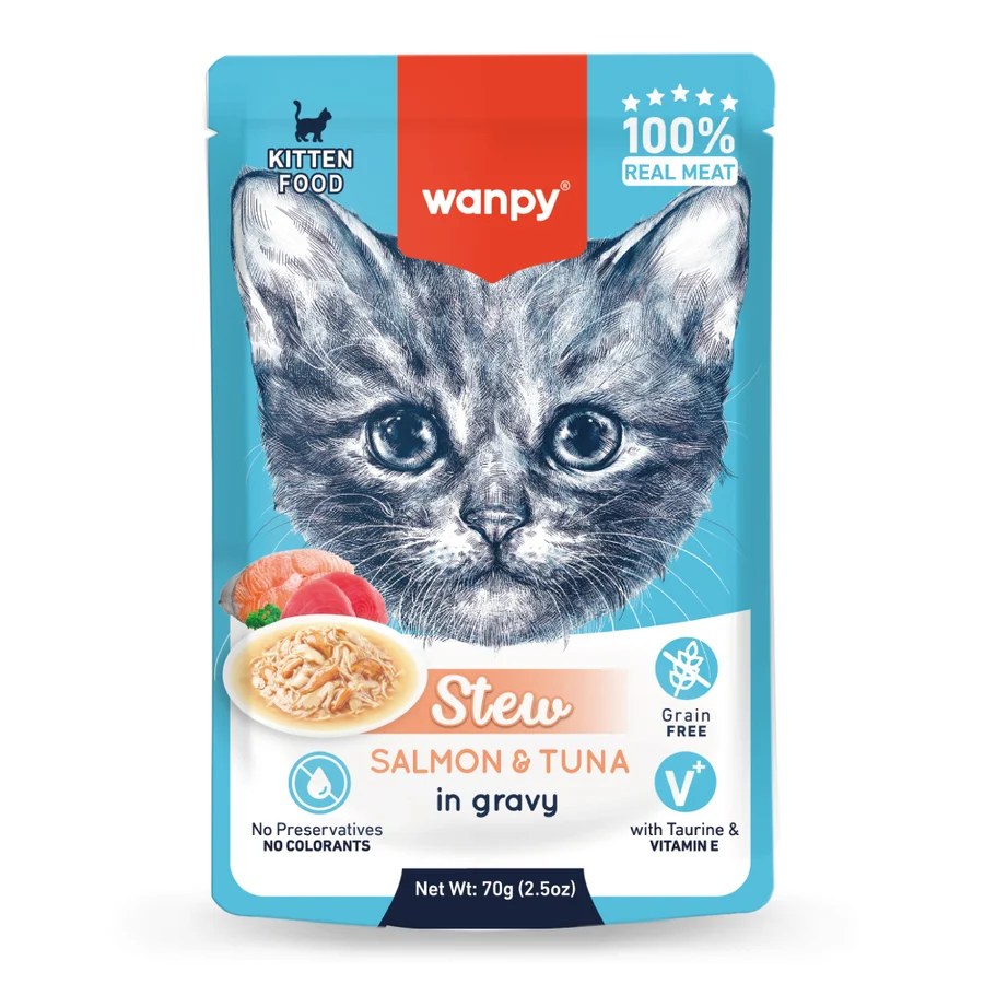 Wanpy Stew Series Retort Pouch Salmon & Tuna for Kitten 70gr