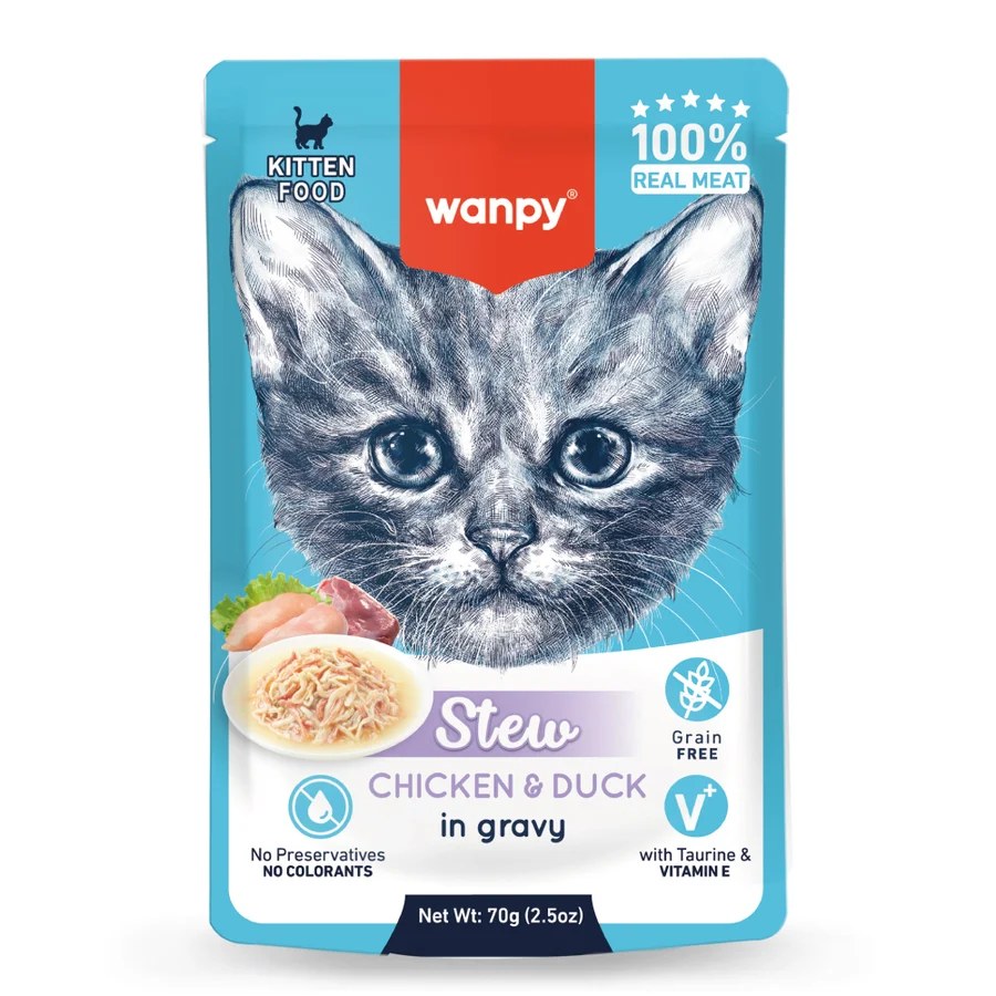 Wanpy Stew Series Retort Pouch Chicken & Duck for Kitten 70gr
