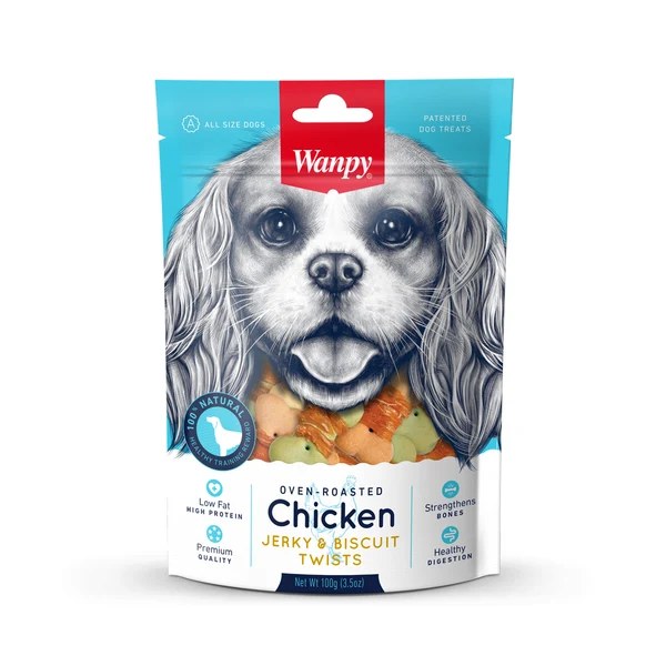 Wanpy Chicken Jerky with Biscuit Twisted 100 g