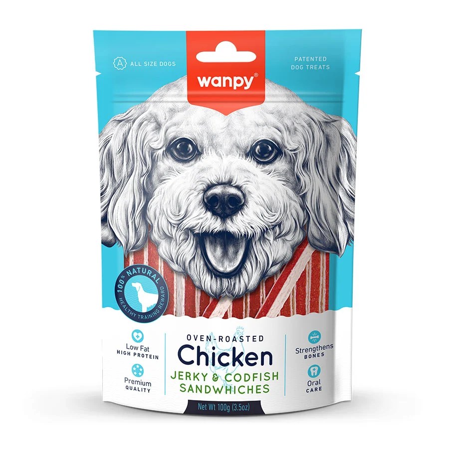 Wanpy Chicken Jerky & Pollock Sandwich 100 G