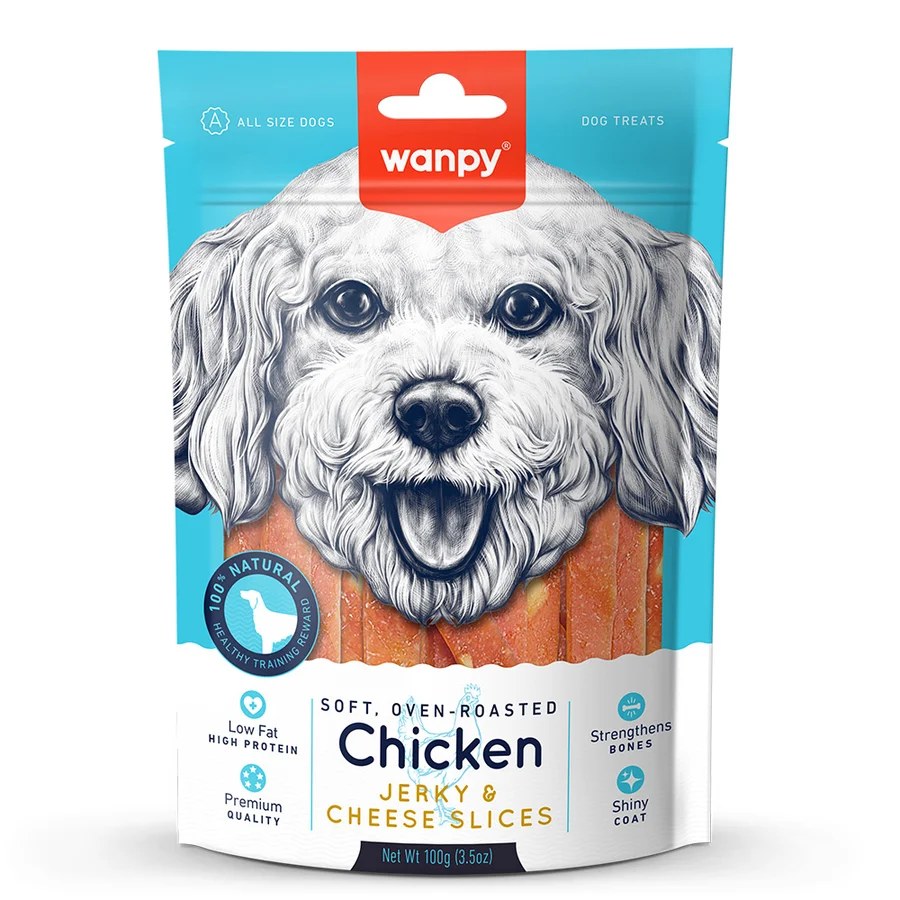 Soft Chicken Jerky & Cheese Slices 100g