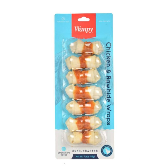 Wanpy Chicken Jerky Wrapped Bleached Rawhide 90 gr