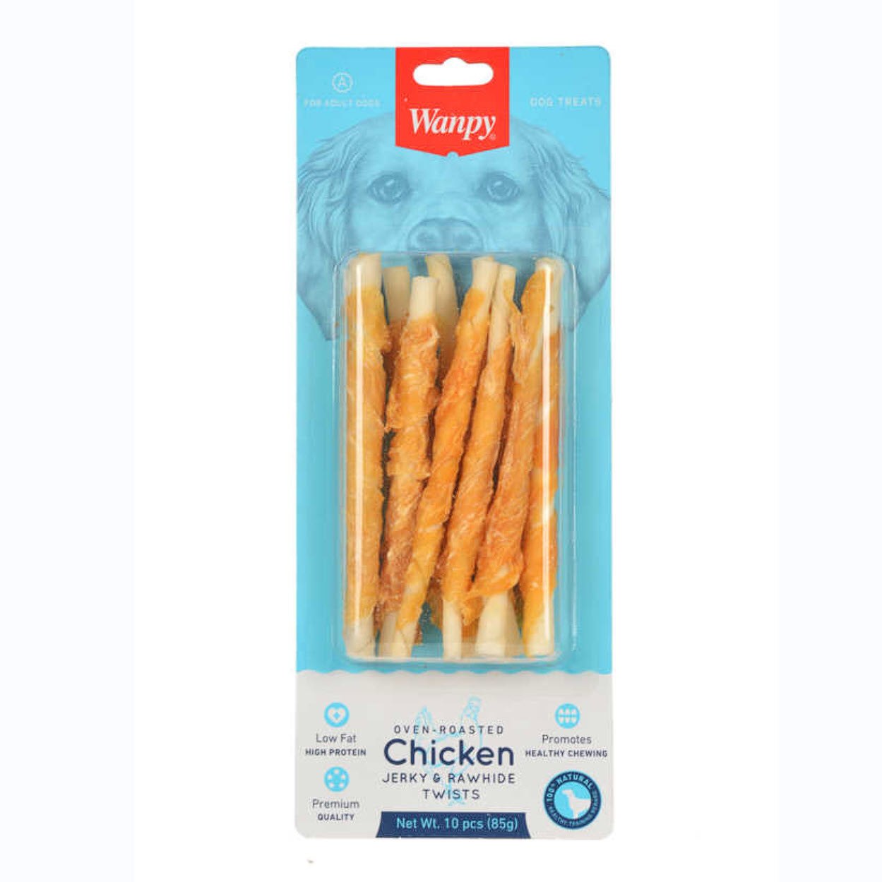 Chicken Jerky with Bleached Rawhide Twisted 85 gr