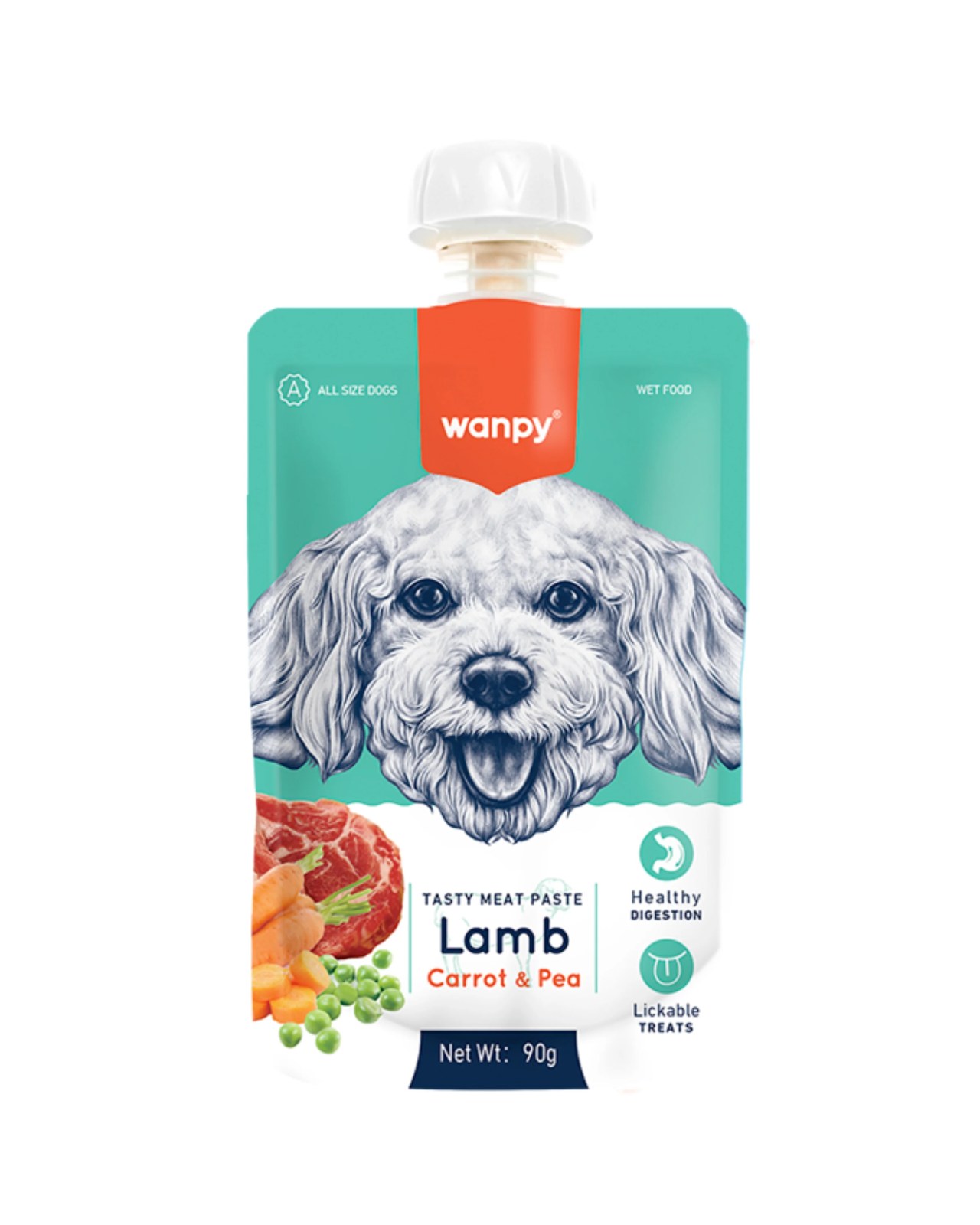 Wanpy Kuzu Etli Havuçlu ve Bezelyeli Köpek Yaş Maması 90 g