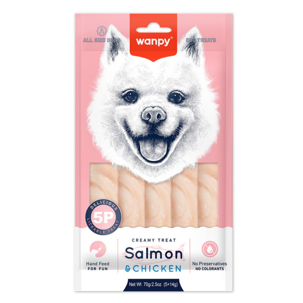Wanpy Lickable Treat Salmon & Chicken for Dog 14 g & 5 pcs