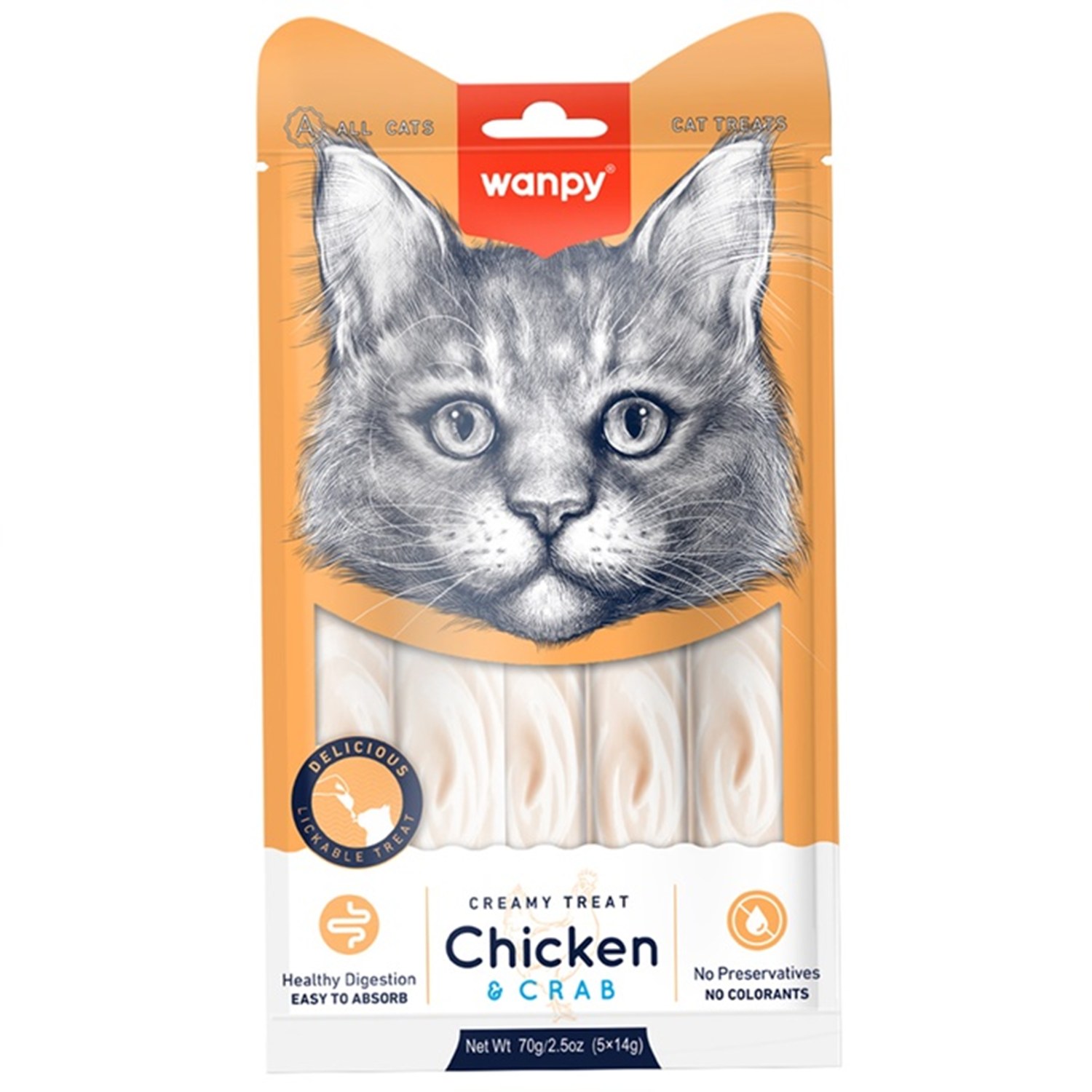 WANPY LICKABLE TREAT Chicken & Crab FOR CAT 14 g & 5 pcs