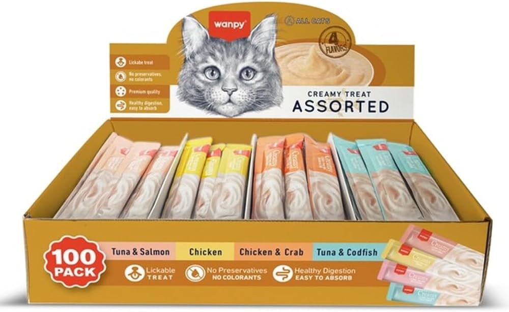 Wanpy Lickable Treat Mix Assorted for Cat 14g * 100 Pcs