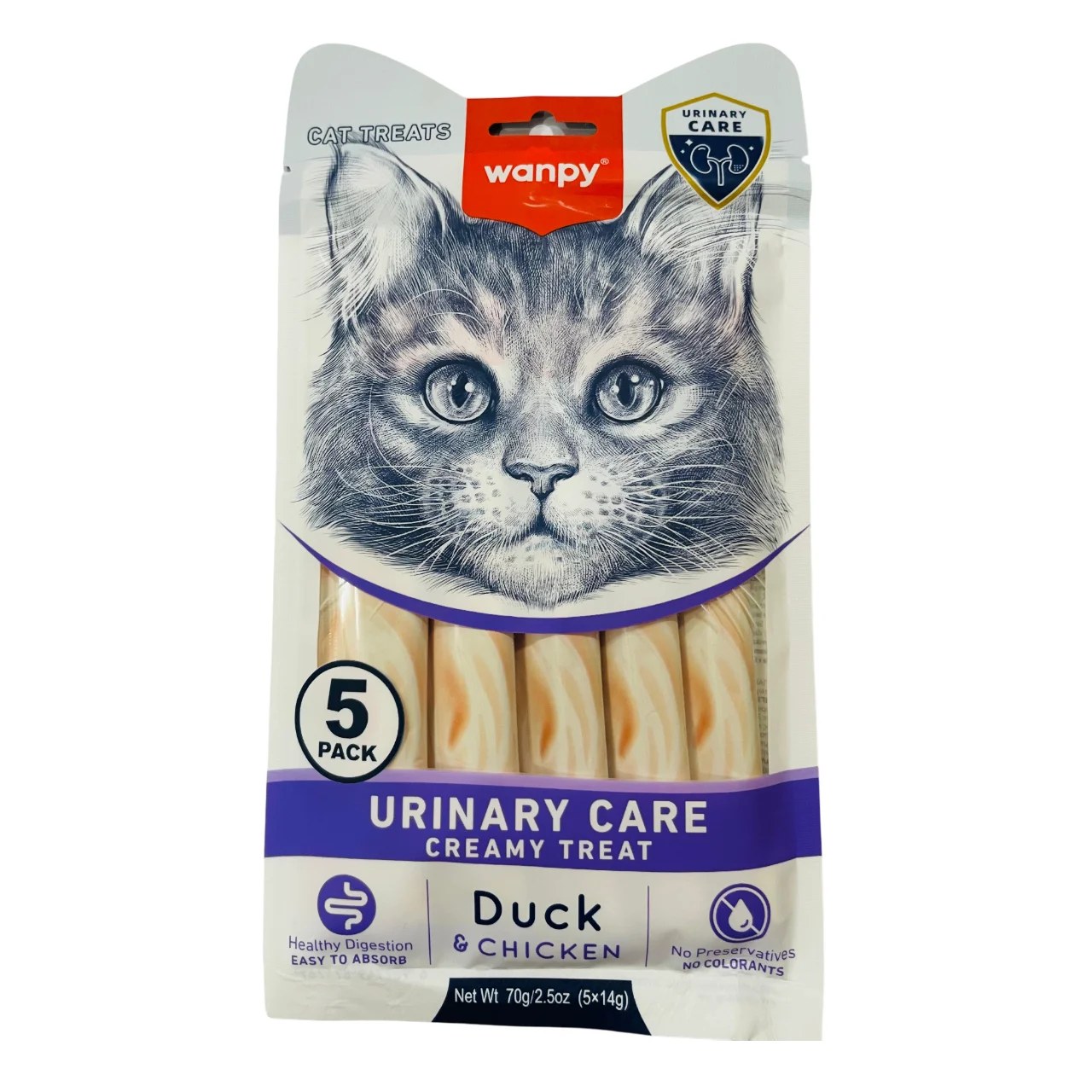Wanpy Functional Creamy Lickable Cat Treat Duck & Chicken (Urinary Care ) 70gr
