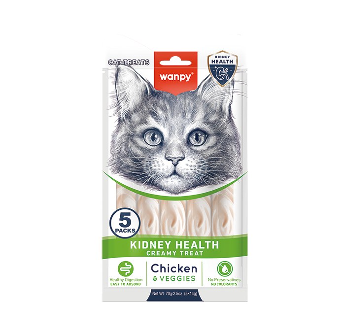 Wanpy Functional Creamy Lickable Cat Treat Chicken & Veggies ( Kidney Care ) 70gr