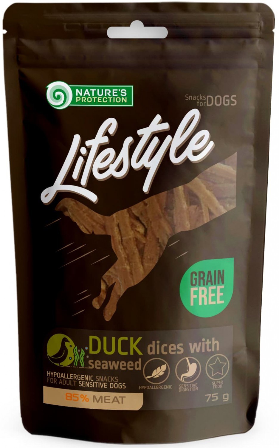 Nature's Protection Lifestyle snack for dogs soft duck dices with seaweed