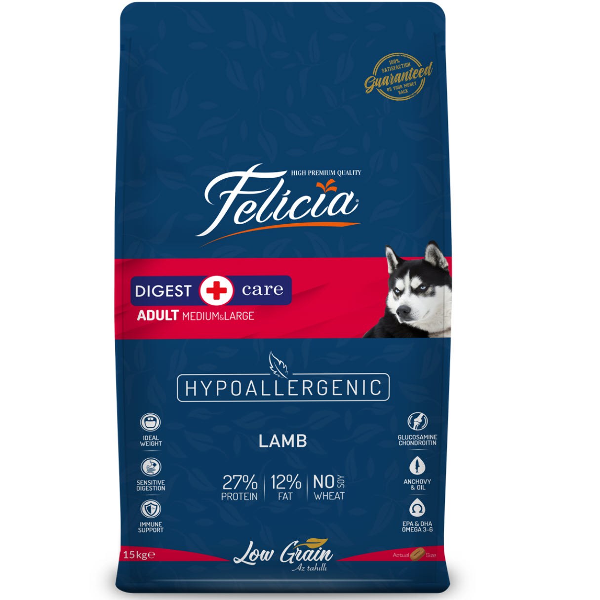 Felicia Low Grain Adult Medium-Large Dog Food with Lamb 15 kg