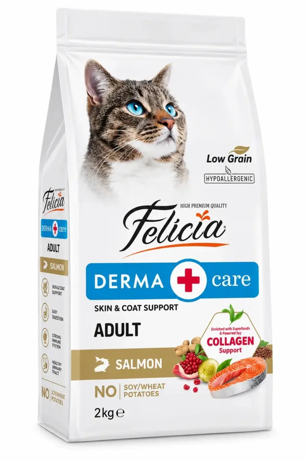 Felicia Low Grain Adult Cat Food with Salmon, 2 kg