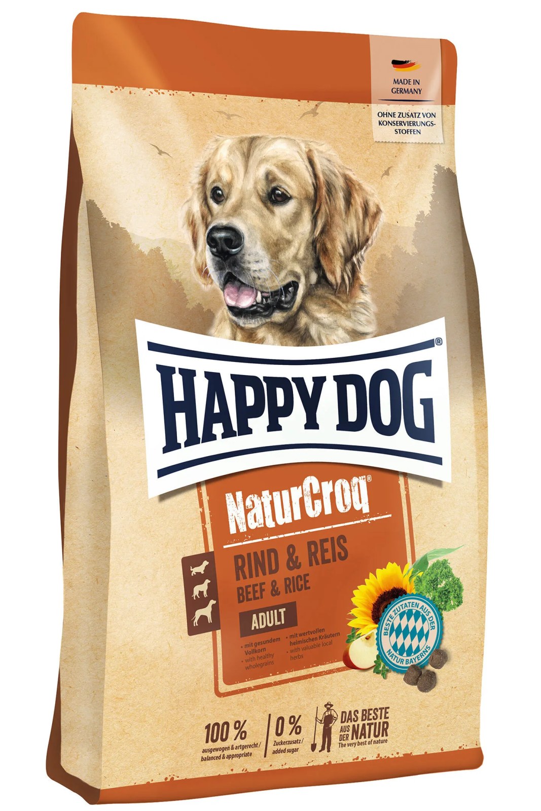 Happy Dog NaturCroq Rind & Reis — сухой корм для собак с говядиной и рисом, 15 кг