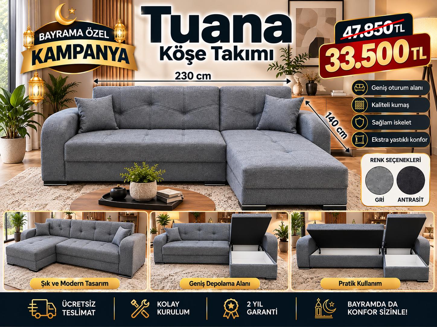 Tuana Köşe Takımı 230x140 cm